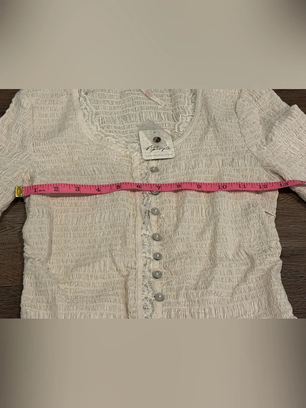 Free People Elliot Smocked Solid Top, Ivory - Small
